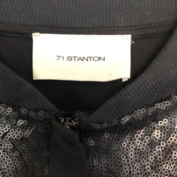 71 Stanton Black Sequin Bomber Jacket- Small - Picture 9 of 14